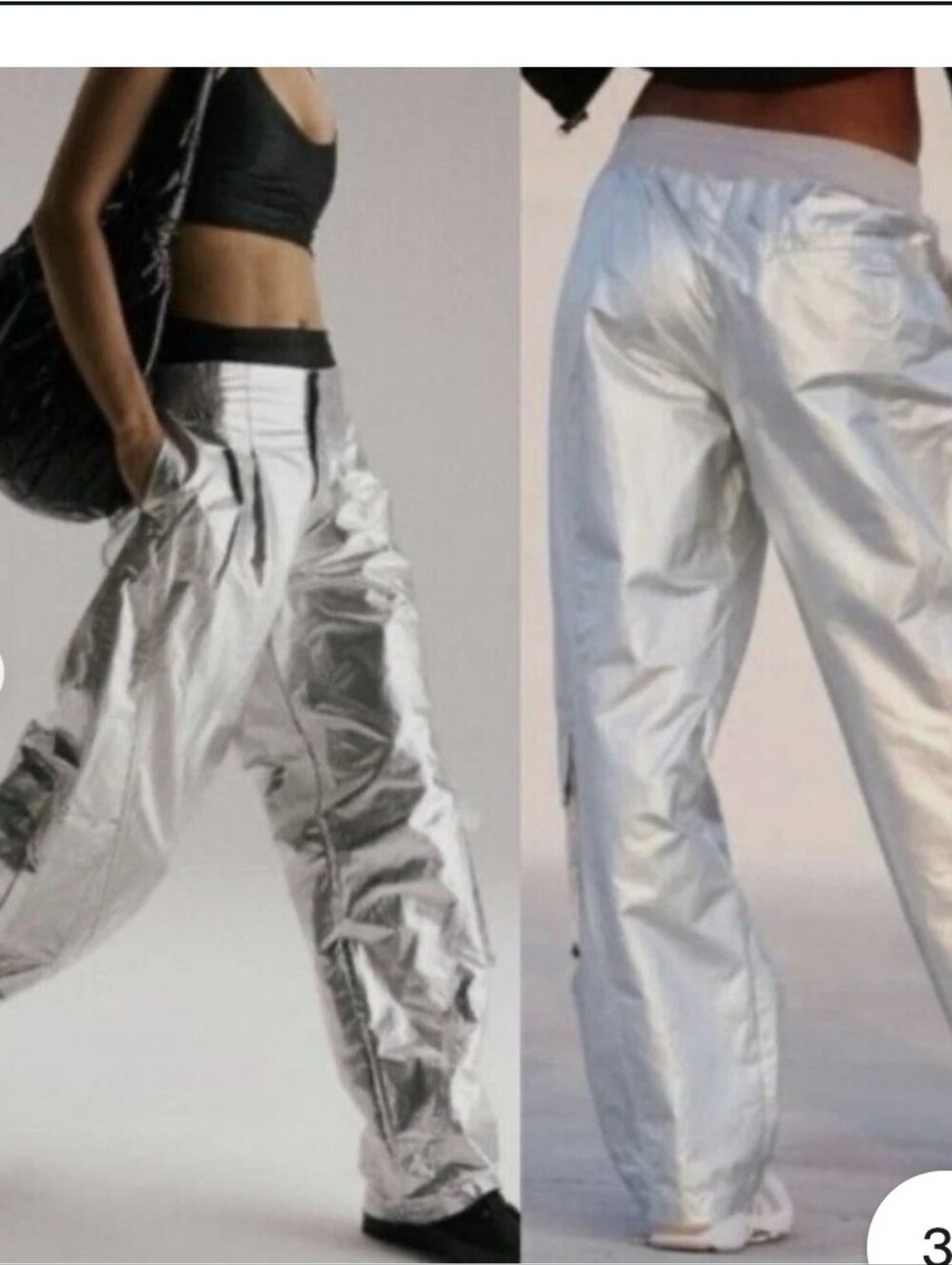 FP Movement "Mesmerize Me Shine" Pants NWT sz.S HARD TO FIND,SILVER🤍🩶🤍🩶🤍